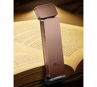 86lux Book Light, Rechargeable Clip-On LED Reading Light for Bed | 3 Color Temperatures with Stepless Dimming, Ultralight Bookmark Design for Kids, Book Lovers, Pink Brown