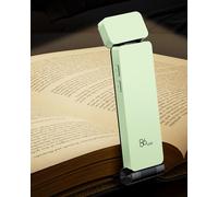 86lux Book Light, Rechargeable Clip-On LED Reading Light for Bed | 3 Color Temperatures with Stepless Dimming, Ultralight Bookmark Design for Kids, Book Lovers, Pastel Green