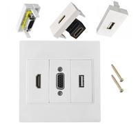 86mm Multimedia VGA HDTV USB Wall Plate Composite Sound Video Wall Panel Direct Plugs Not Need Welding Easy Installation Home Theater
