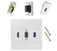 86mm Multimedia VGA HDTV USB Wall Plate Composite Sound Video Wall Panel Direct Plugs Not Need Welding Easy Installation Home Theater
