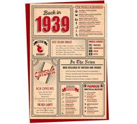 86th Birthday Card - Back in 1939 In This Year Card, Greeting for Men and Women, Birthday Cards for Women, Celebration Gifts Men, 86th Anniversary Cards, 5x7