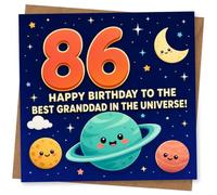 86th Birthday Card for Grandad, Cute Space Planets Design