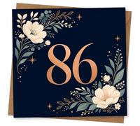 86th Birthday Card for Her, Elegant Floral Rose Gold Design