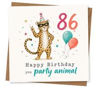 86th Birthday Card for Her, Funny Balloons Party Design