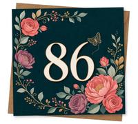 86th Birthday Card for Her, Large 86 & Botanical Florals | Her 86th birthday number sits centre stage, surrounded by pink and purple blooms and graceful botanical details.