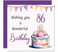 86th Birthday Card for Men Women Cake Numbers Birthday Card for 86 Year old Woman Ladies Grandma Nan Mum Aunt Nan Friend Sister Eighty Six, Eighty Sixth Nanny