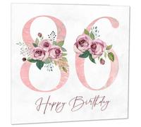 86th Birthday Card for Women - Floral 86th Birthday Cards for 86 year old woman Eighty Six, Eighty Sixth Ladies Nan Grandma Mum Aunt Sister Mom Friend