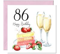 86th Birthday Card for Women - Strawberries & Cake - Ladies Birthday Cards for 86 year old woman Eighty Six, Eighty Sixth Mum Grandma Sister Aunt Niece Nanny for her Mother Wife Girlfriend