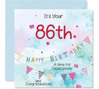 86th Birthday Cards for Men - Party Bunting - Happy Birthday Card for 86 Year Old Man Step Dad Uncle in Law Husband Dad, 145mm Bday Greeting Cards