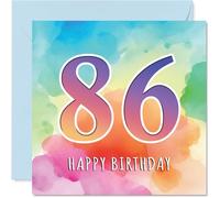 86th Birthday Cards for Women and Men, Colourful Watercolour Age