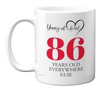 86th Birthday Gifts for Women Men, Cheeky Novelty Mug Young at Heart, Gag Joke Gifts, Perfect Funny Mugs for Eighty-Six Eighty-Sixth Birthday Present, 11oz Ceramic Coffee Mugs