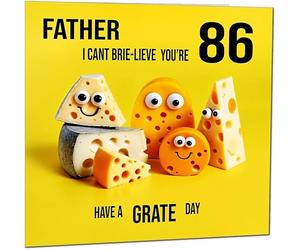 86th Father funny Birthday Card for Dad - Cheese Pun Funny Dad Birthday Card for 86 Year old Eighty Six, Eighty Sixth