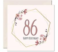 86th Floral Birthday Card for Women Elegant Beautiful Birthday Card for 86 Year old Woman Ladies Grandma Nan Mum Aunt Nan Friend Sister Eighty Six, Eighty Sixth Nanny