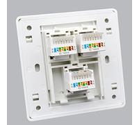 86x86 Type RJ45 CAT5E Computer Network Module Socket Panel Cable Interface Outlet Wall Socket (3 Ports)