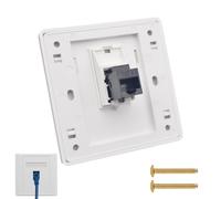 86x86mm Ethernet RJ45 Socket LAN Cable, Ethernet Wall Socket, CAT6 Gigabit Network Outlet Faceplate Networking Single Port Dual-Pass Plate Box, RJ45 Wall Plate for Female To Female Internet Outlet