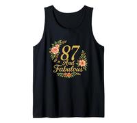 87 And Fabulous Floral 87th Birthday Celebration Funny Tank Top