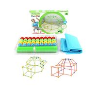 87-Piece Den Building Kit: 51 Rods & 36 Connectors for Indoor/Outdoor Forts, Tents, Castles & More