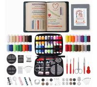 87 Piece Embroidery Stitch Book Kit for Adults Beginners Portable Cross Stitch Set with Magnifying Glass Stitch Book Complete Travel Sewing Supplies with Needles Thimble Scissors for Home Repair