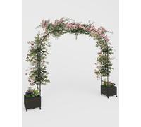 87" Tall Garden Arch Trellis for Climbing Plants - Metal Wedding Arch with Planter Box, Flower Frame Backdrop Stand - Rustproof Arbor for Wedding, Party, Balloon Decor & Outdoor Plant Support
