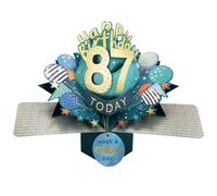 87 Today Happy 87th Birthday Pop-Up Greeting Card Love Kate's Pop Up Cards Him