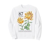 87 Years Loved And Blessed Floral Flower Stamp 87th Birthday Sweatshirt
