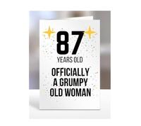 87 Years Old, Officially a Grumpy Old Woman Card, Funny, Joke, Gift, 87th Happy Birthday, Presents for Mum, Mummy, Grandma, Wife, Aunt, Her, Female, A5-164_130