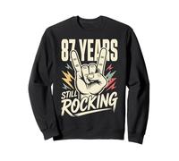 87 Years Still Rocking 87th Birthday Funny 87 Rocker Biker Sweatshirt