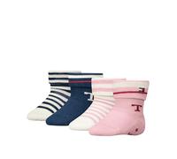 8719965009202 TH Baby Socks 4P Fold Over Stripe Ecom, Pink/Tommy Original, 19-22