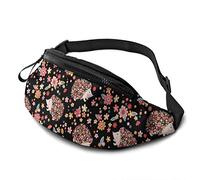 874 Belt Bag Pouch Flowers And Cute Hedgehogs Unisex Travel Pack Lightweight,Foldable Bum Bag For Activities Outdoors Fitness 14X35Cm