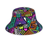 874 Bucket Hat Colorful Abstract Summer Cap Unisex Fisherman Hat Breathable Outdoor Cap for Boy Beach School