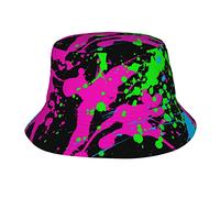 874 Bucket Hat Glow in Dark Splatter Neon Bucket Sun Hats Unisex Fisherman Hat Uv Protection Sun Hats for Beach Outdoor Hiking