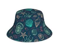 874 Bucket Hat Ocean Shell Starfish Marine Fishing Hat Unisex Beach Hat Casual Outdoor Cap for Women Fishing Summer