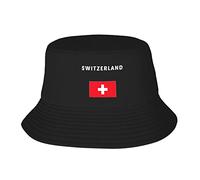 874 Bucket Hat Switzerland Swiss Flag for Fisherman Hat Foldable Bucket Sun Hats Breathable Beach Cap for Hiking Outdoor Beach