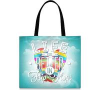 874 Canvas Tote Bag 40X50Cm, Life Is Better In Flip-Flops Shopping Bag Multi Purpose Beach Tote Casual Tote For Souvenirs Travel College
