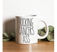 874 Coffee Mug Kicking Cancer's Ass, Cancer Survivor, Cancer, Fight Cancer, Cancer Sucks, for Cancer Patient, Fuck Cancer, Cancer Survivor Ceramic Tea Cup Funny Large Tea Mug for Home 330 Ml