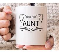 874 Coffee Mug Purr-FECT Aunt, Cat Lover for Aunts, Cute Kittyfor Women, Cute Purry Cat Owner Idea for The Best Aunt Ceramic Mug Novelty Coffee Cups Funny Tea Mug for Gift Home Kitchen 330 Ml