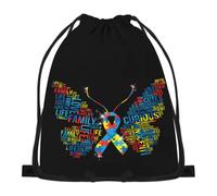 874 Drawstring Backpack, Butterfly Autism Awareness Beach Bag Premium Backpack Daily Storage Pouch For Gym Yoga 36X42Cm