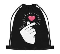 874 Drawstring Backpack, K-Pop Finger Heart Sport Gym Sack Foldable Beach Bag Waterproof Book Bag For Gym Boys 36X42Cm