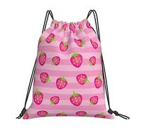 874 Drawstring Backpack, Lovely Strawberry Swimming Bag Foldable Gym Backpack Daily Storage Pouch For Travel Sport 36X42Cm