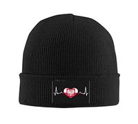 874 Knit Winter Hat, Flag of Poland Heartbeat Thick Winter Hats Elastic Sleep Cap Unisex for Guys Mens Gifts