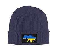 874 Knitted Beanies Cap, Ukraine Flag Map Warm Sleep Cap Thick Knit Cuffed Winter Hat Unisex for Hiking Running Yoga