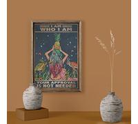 874 Metal Tin Sign I Am Who I Am Your Approval Is Not Needed Poster Turtle Girl Print Art Print Style Art Wall Sign Vintage Metal Poster Retro Wall Art Decoration For Cafe Kitchen Bathroom S