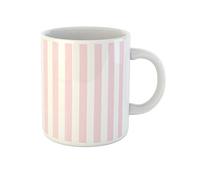 874 Mugs Stripes White and Light Pink Striped Color Contrast Desktop with Handle Porcelain Cup Novelty Ceramic Mug 330Ml for Office,Coffee,Friend