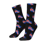 874 Office Socks, Iceland Map Flag Work Socks Funky Walking Socks Nonslip Men’S Socks For Work Yoga Hiking 40cm