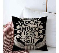 874 Pillow Cover Band Rock Typo Tee Music Vintage Metal Grunge Heavy Label Roll Guitar Slogan Graphic Sweat Silhouette Pillow Case Anti Wrinkle Cushion Covers Breathable Cushion Case 45x45 cm