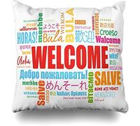 874 Pillow Cover World Multilingual Welcome Word Cloud Different Greetings Languages Conceptual Korean Multi Design Cushion Case Super Soft Cushion Covers Anti Wrinkle Pillow Case 45x45 cm