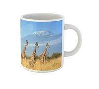 874 Porcelain Cup Brown Kilimanjaro Giraffe in National Park of Kenya Africa Ceramic Mugs Coloured Cup 330Ml for Hot Drinks,Office,Colleague