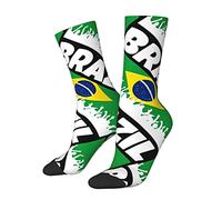 874 Sports Socks, Brazilian Flag Trainer Socks Breathable Athletic Socks Sustainable Socks For Women Walking Camping 40cm