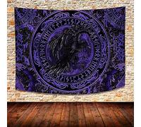 874 Tapestry For Bedroom Psychedelic Crow Ancient Scandinavian Pattern Viking Norse Rune Portable Tapestry Colorful Wall Hanging For Gift Living Room Decoration,130X150Cm