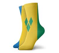 874 Walking Socks, Striped Saint Vincent Flag Socks Anti Sweat Trainer Socks Funky Men’S Socks For Runing Climbing Trekking 40cm